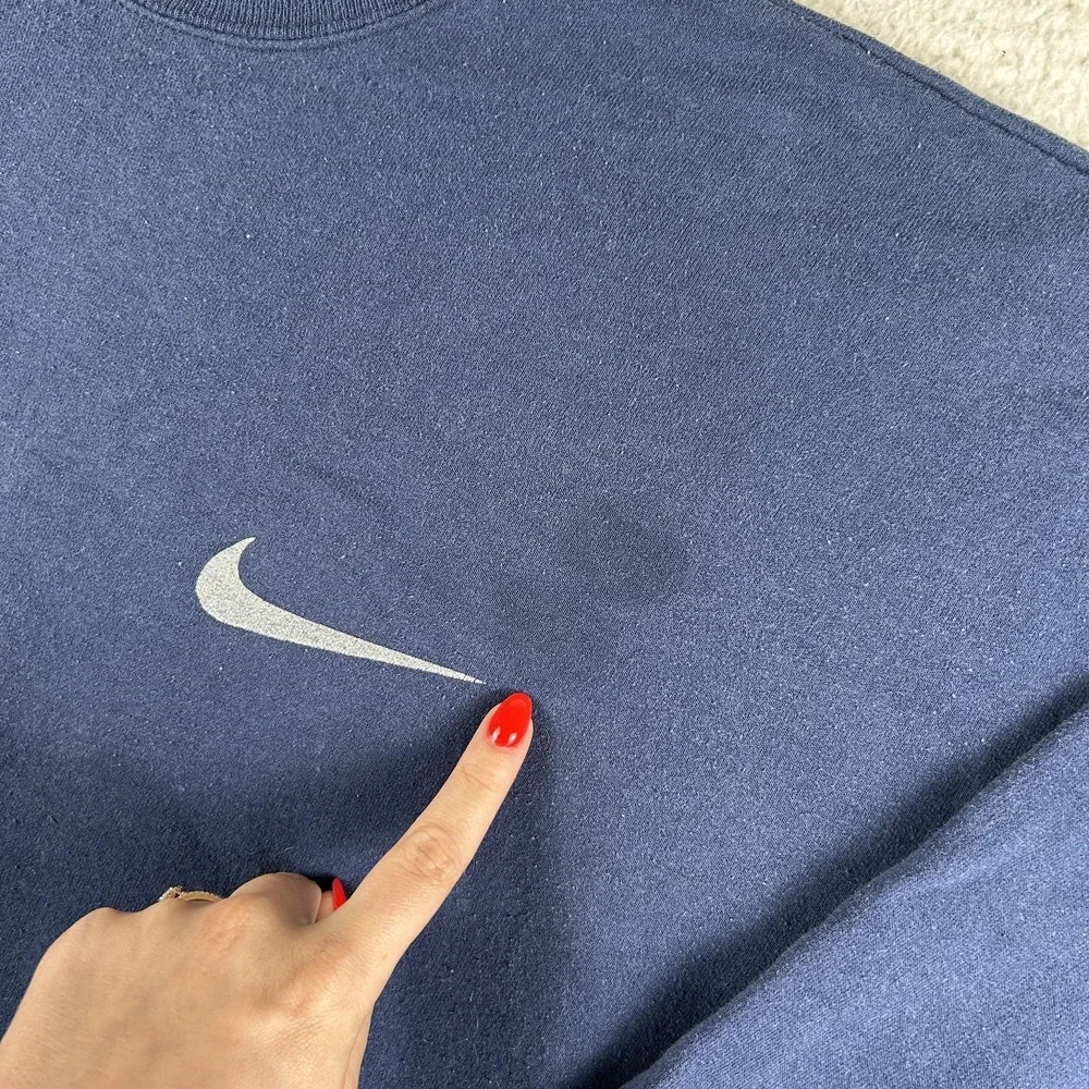 Vintage Nike Sweatshirt Mens 2XL Fleece Pullover Crewneck Swoosh Logo Distressed